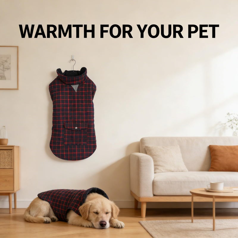Adjustable Windproof Plaid Dog Winter Coat Soft Warm Vest For Small Medium Large Dogs - Image 5