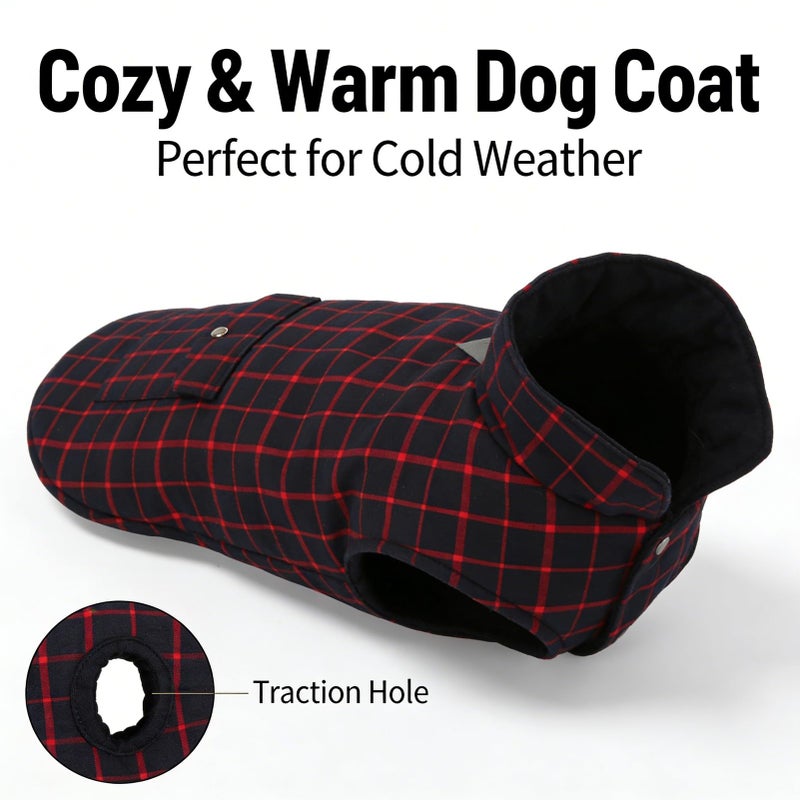 Adjustable Windproof Plaid Dog Winter Coat Soft Warm Vest For Small Medium Large Dogs - Image 3