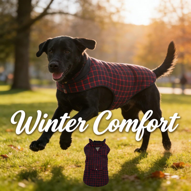 Adjustable Windproof Plaid Dog Winter Coat Soft Warm Vest For Small Medium Large Dogs - Image 4