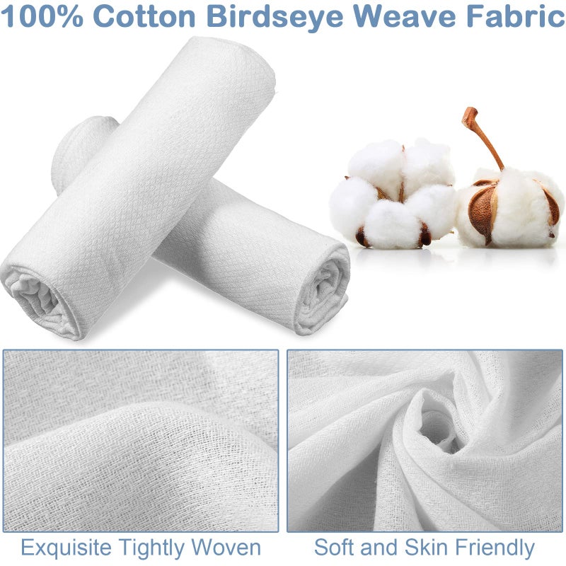 Zomiboo 30 Pack Birdseye Cotton Diapers for Babies Large 27 x 27 Inch Reusable Burp Cloths with 30 Diaper Pins for Babies Boy Girl Toddlers - Image 3