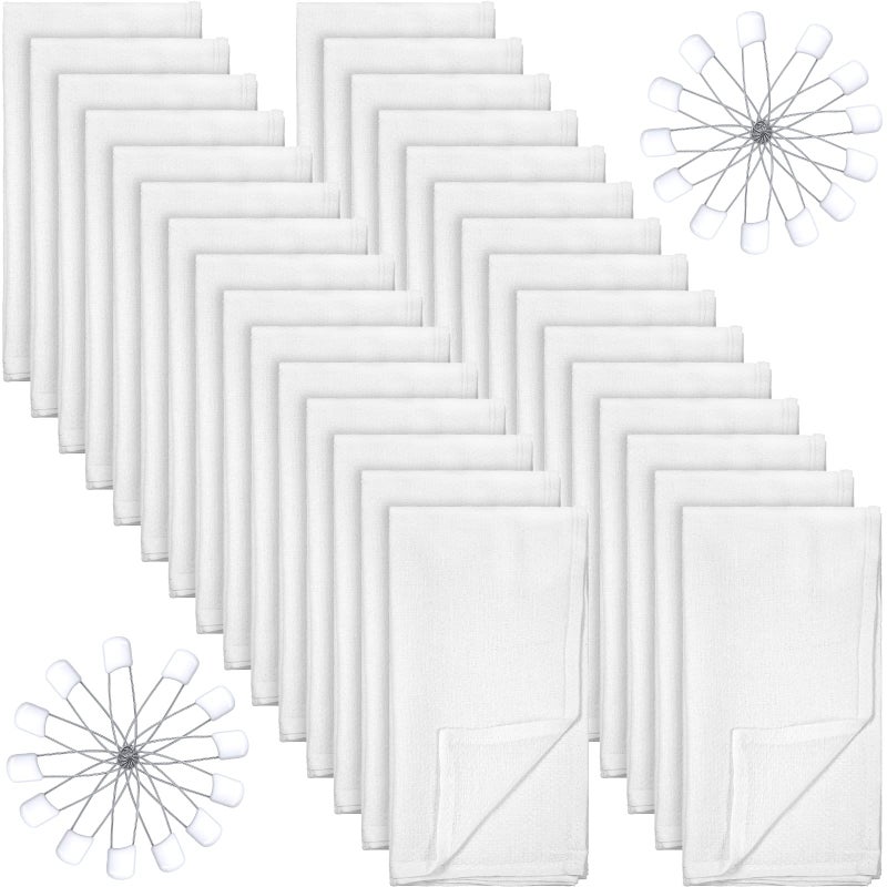 Zomiboo 30 Pack Birdseye Cotton Diapers for Babies Large 27 x 27 Inch Reusable Burp Cloths with 30 Diaper Pins for Babies Boy Girl Toddlers - Image 1