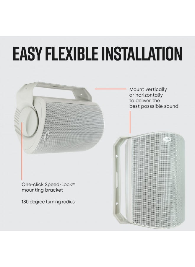 Polk Audio - Polk Audio Atrium 4 Outdoor Speakers With Powerful Bass (Pair, White), All-Weather Durability, Broad Sound Coverage, Speed-Lock Mounting System - Image 1