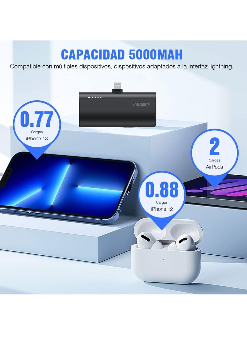 ELTRAZONE باور بانك محمول صغير 5000 مللي أمبير - شحن سريع 20 واط PD و QC 3.0 بطارية خارجية مع قابس مدمج، متوافق مع آيفون 13/12/11/XR/X/8/7/6/بلاس - Image 3
