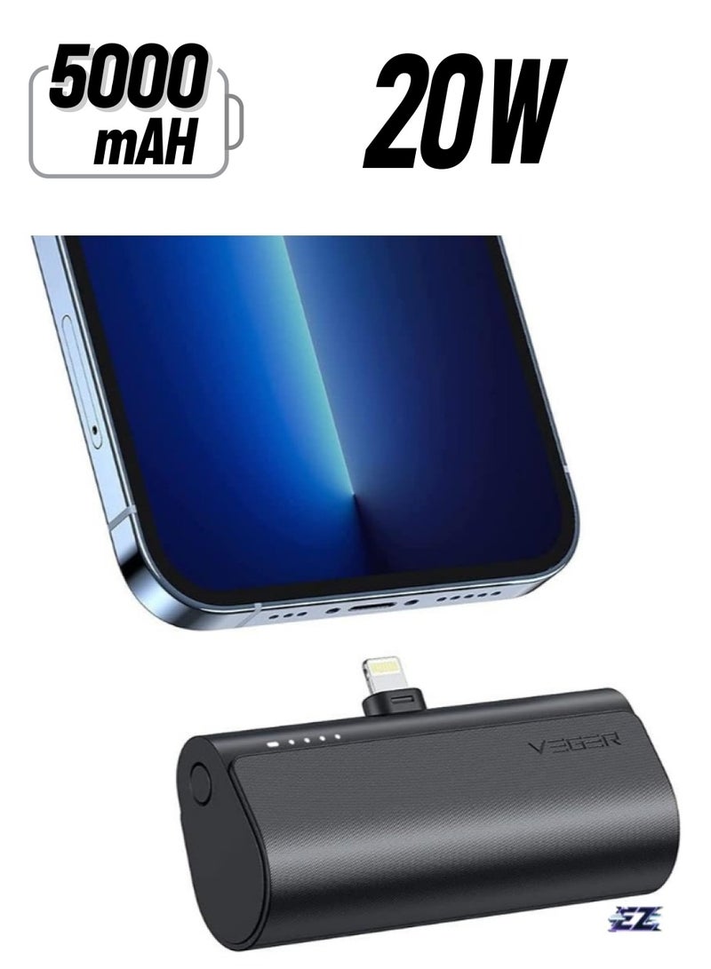 ELTRAZONE باور بانك محمول صغير 5000 مللي أمبير - شحن سريع 20 واط PD و QC 3.0 بطارية خارجية مع قابس مدمج، متوافق مع آيفون 13/12/11/XR/X/8/7/6/بلاس - Image 1