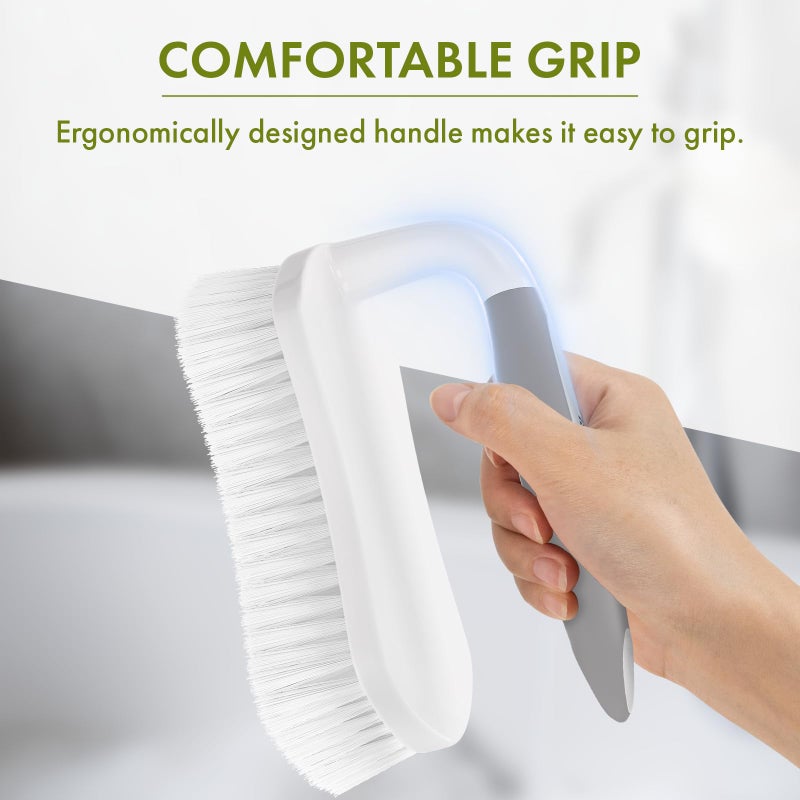 Amazer Scrub Brush For Cleaning Comfort Grip Bathtub Scrubber Stiff Bristles With Handle Heavy Duty Shower Cleaner Brush For Tub Carpet Floor Sink Outdoor - Pack Of 2 (Black+Grey) - Image 5