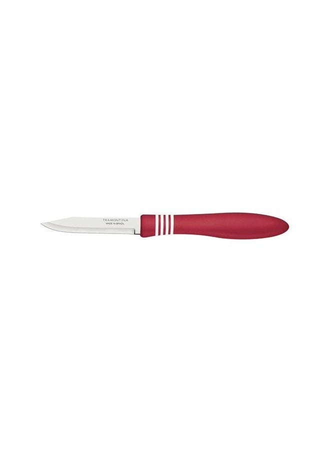 TRAMONTINA Since 1911,Made in Brazil- Cor&Cor 2 Pieces Paring Knife Set with Stainless Steel Blade and Red Polypropylene Handle  - Image 2