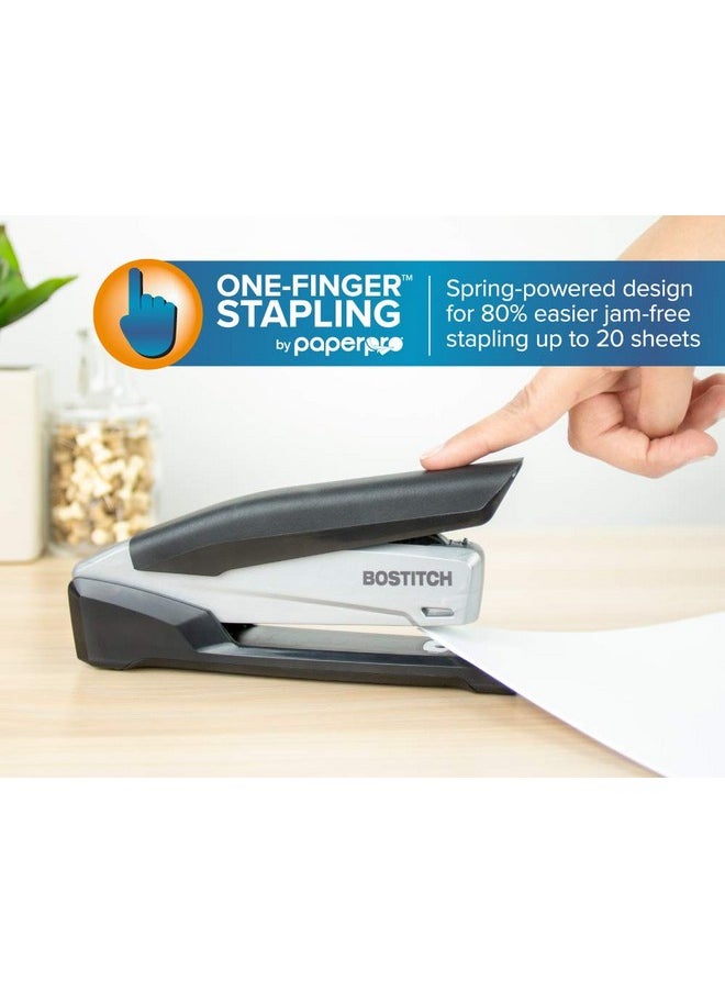 Bostitch Office Executive 3 In 1 Stapler, Includes 210 Staples And Integrated Staple Remover, One Finger Stapling, No Effort, 20 Sheet Capacity, Spring Powered Stapler, Black/Gray (Inp20)  - Image 2