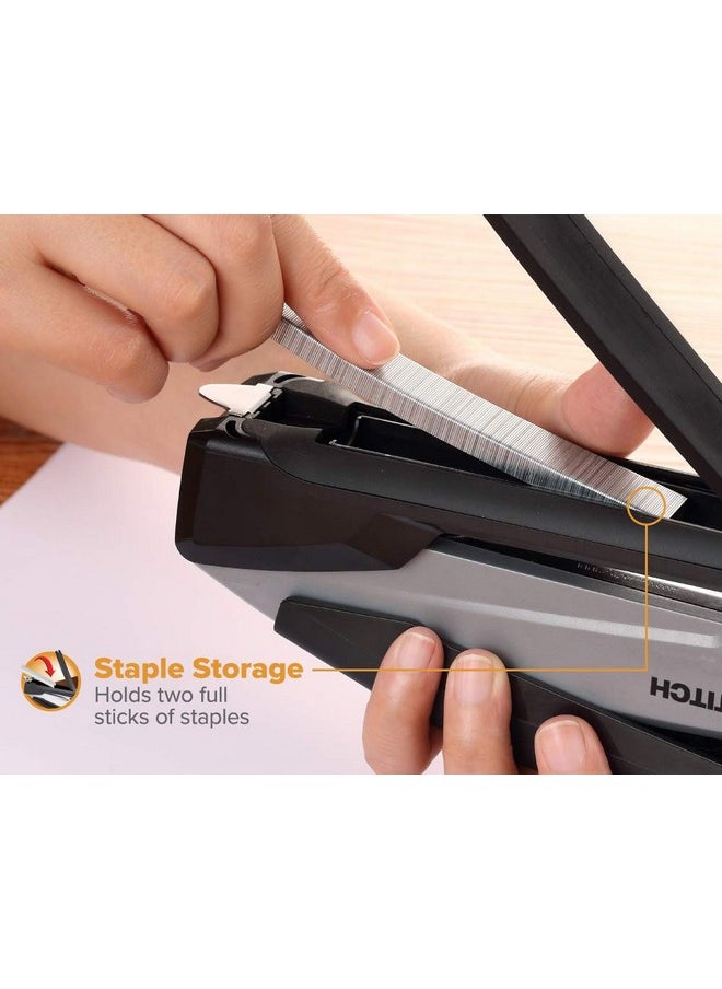 Bostitch Office Executive 3 In 1 Stapler, Includes 210 Staples And Integrated Staple Remover, One Finger Stapling, No Effort, 20 Sheet Capacity, Spring Powered Stapler, Black/Gray (Inp20)  - Image 4