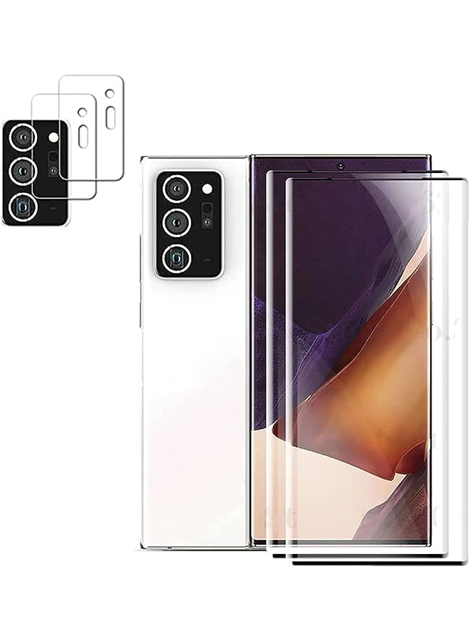 IAF [2+2Pack]Moninsta Compatible with Samsung Galaxy Note 20 Ultra Screen Protector.3D Curved Full Coverage HD Clear Anti Scratch Tempered Glass&Camera Lens Protector Easy Installation 