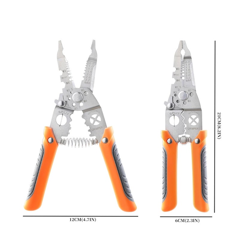 MONGSEW Wire Stripper Cutter MONGSEW 8 inch Stainless Steel Wire Stripping Tool MultiFunction Hand Tool 1022AWG - Image 2
