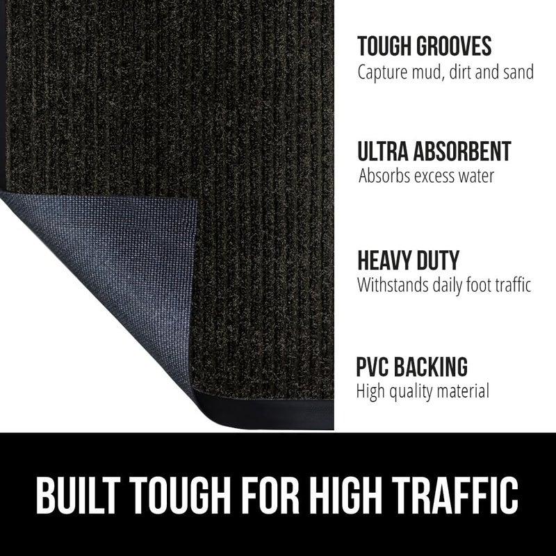 GORILLA GRIP Waterproof Traffic Guard Door Mat, 72x48, Heavy Duty Entryway Mats, Strong Backing Commercial Utility Rugs for Office Hallway, Garage Floor and Home, Low Profile Carpet Runner, Black - Image 2