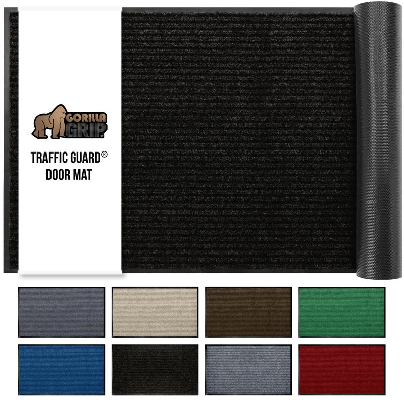 GORILLA GRIP Waterproof Traffic Guard Door Mat, 72x48, Heavy Duty Entryway Mats, Strong Backing Commercial Utility Rugs for Office Hallway, Garage Floor and Home, Low Profile Carpet Runner, Black - Image 1