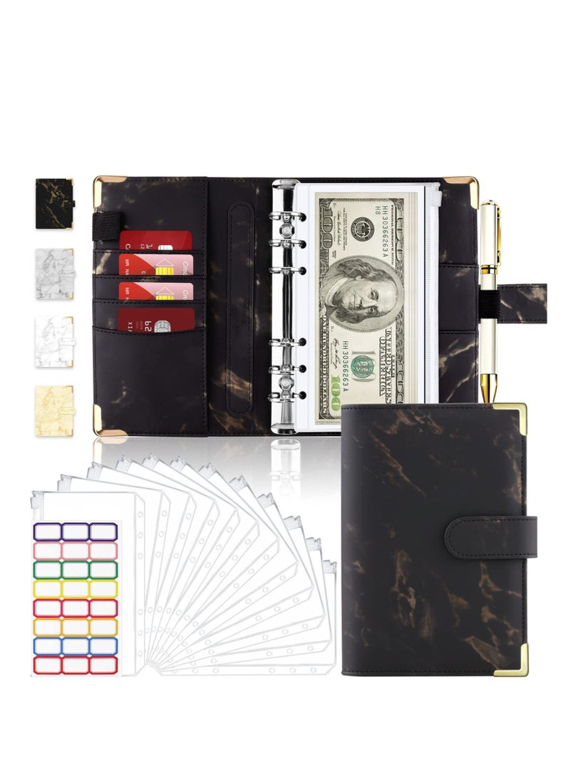 Y&D Budget Binder with Zipper Envelopes, 14Pcs Binder, Cash Envelopes for Budgeting, Money Organizer Cash, Planner Black  - Image 1