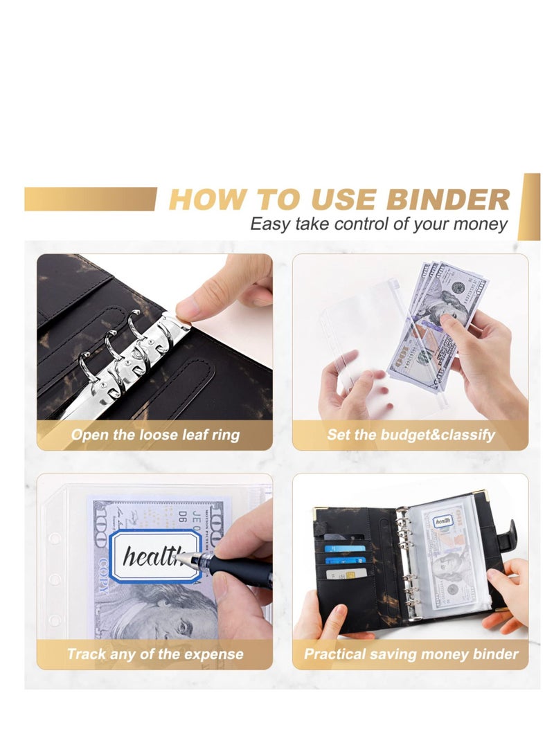 Y&D Budget Binder with Zipper Envelopes, 14Pcs Binder, Cash Envelopes for Budgeting, Money Organizer Cash, Planner Black  - Image 5