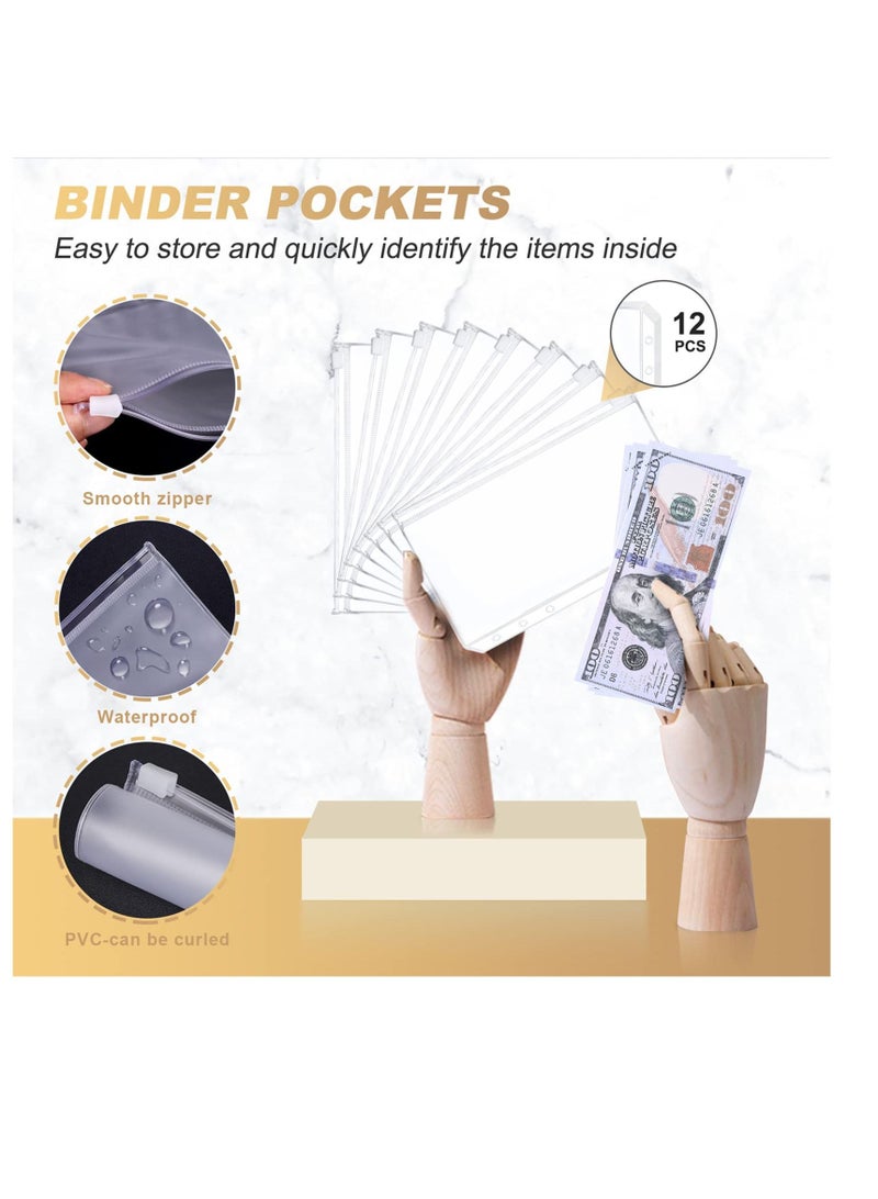 Y&D Budget Binder with Zipper Envelopes, 14Pcs Binder, Cash Envelopes for Budgeting, Money Organizer Cash, Planner Black  - Image 4