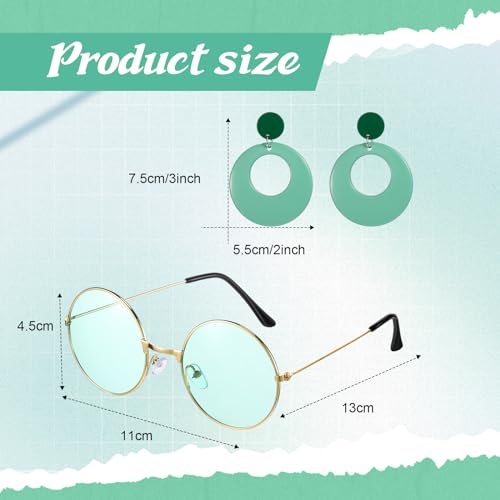 Leumoi 6 Pcs 60s 70s Disco Outfit Women Hippie Costume Accessories Flared Pants Headband Earrings Sunglass(Stripe, X-Large) - Image 3
