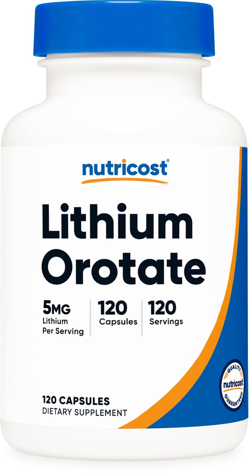 Nutricost Lithium Orotate 5mg, 120 Capsules - Veggie Caps, Non-GMO, Gluten Free - Image 1