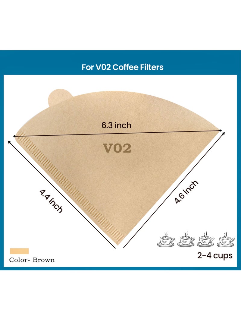 100 Piece Coffee Paper Filter V60 Size 02 Brown
