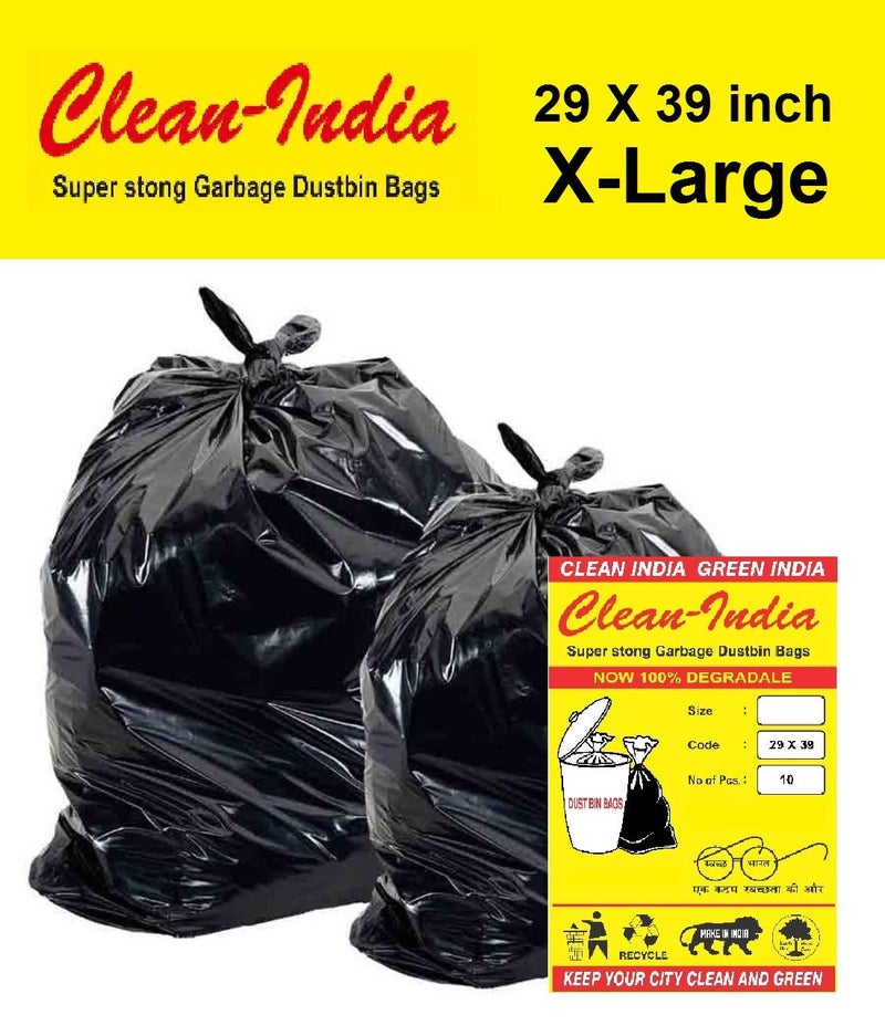 Clean India أكياس قمامة بلاستيكية كبيرة 29X39 من كلين إنديا، عبوة 50 قطعة، 5 × 10 أكياس، 73 × 99 سم، سوداء - Image 5