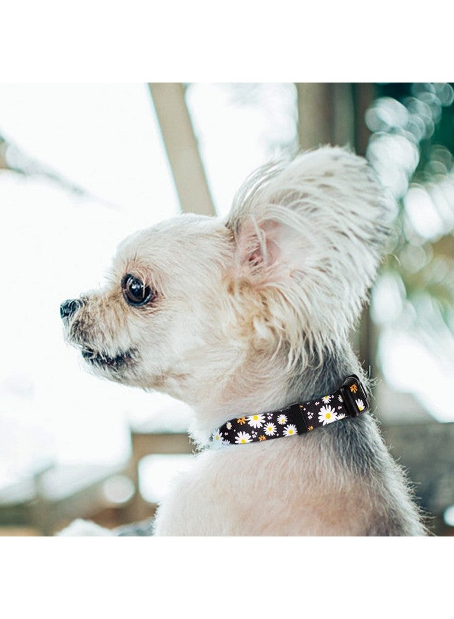 QQPETS Adjustable Soft Dog Collar: Print Flower Pink Multicolor Cute Patterns for XS Small Medium Large Pet Girl Boy Puppy Walking Running Training (XS, White Daisy) - Image 2