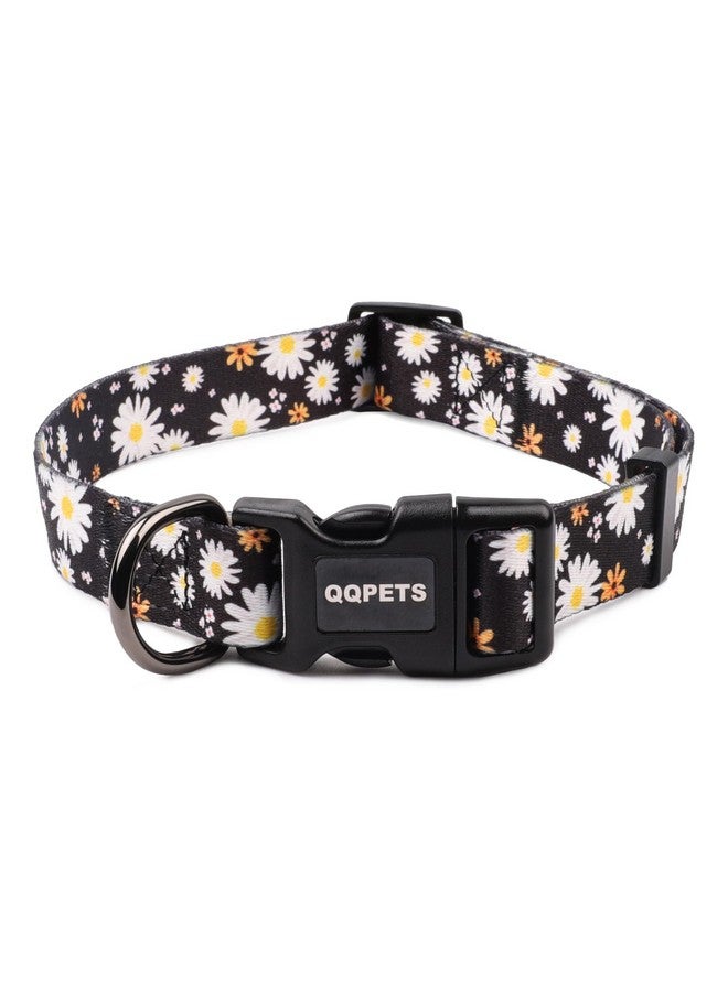 QQPETS Adjustable Soft Dog Collar: Print Flower Pink Multicolor Cute Patterns for XS Small Medium Large Pet Girl Boy Puppy Walking Running Training (XS, White Daisy) - Image 1