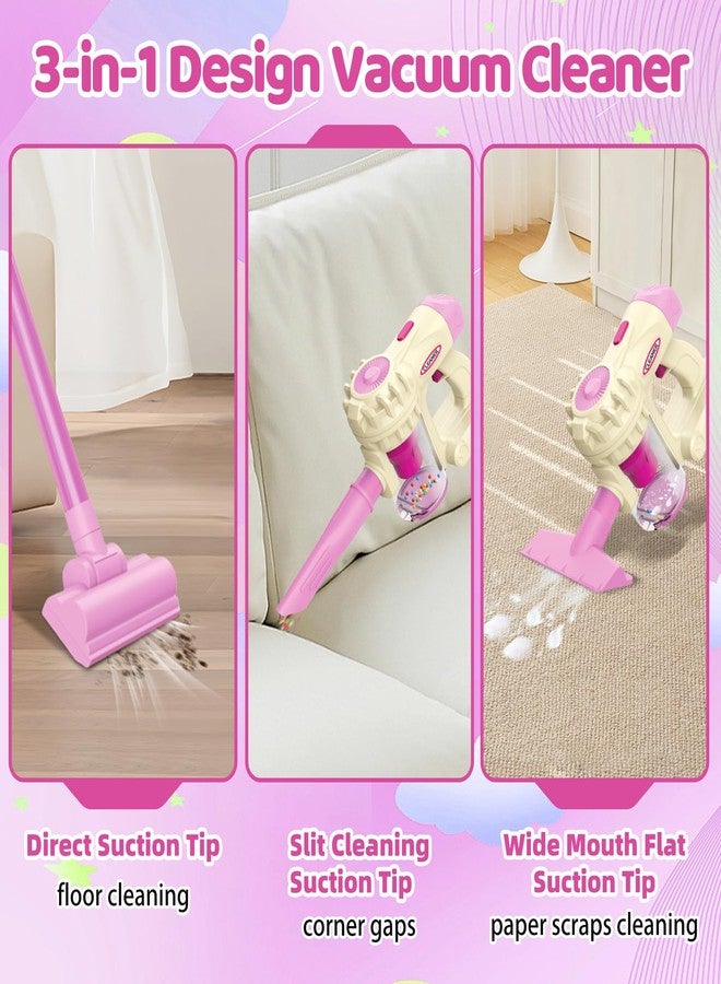 Essovee Kids Vacuum Toy That Really Works 3 in 1 Toddler Vacuum Cleaner with Realistic Suction, Role Play STEM Educational for Girl Boy 3 4 Year Old (Pink) - Image 4