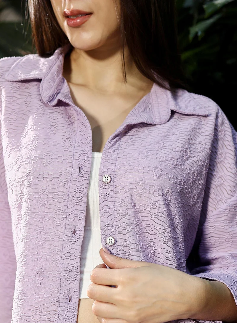 Pinacolada  Women's Lavender Dunes-Tactile Oversized Shirt for Women | Best Price UAE