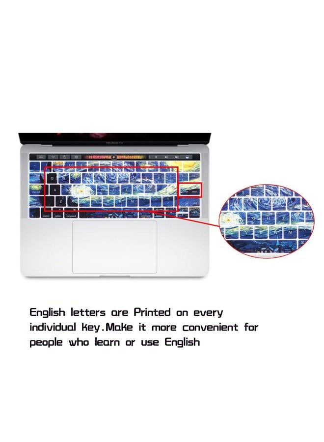 HRH Silicone Keyboard Cover Compatible Newest MacBook Pro with Touch Bar 13 Inch and 15 Inch (A1989 / A1706, A1990 / A1707) 2018 2016 2017 Release with Touch ID, Starry Night - Image 3