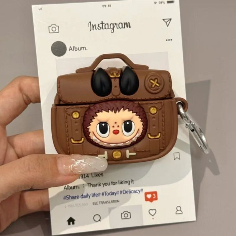 Cartoon Labubu Case for AirPods 4/3/2/Pro 2 Protective Cover for Apple Bluetooth Earbuds