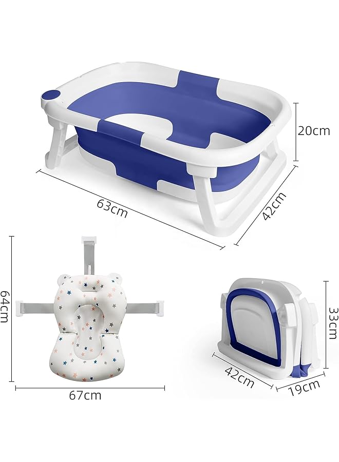 Tazweeq Baby Bathtub Portable Baby Bath Tub With Non Slip Mat Foldable Collapsible Toddler Bath Tub Withtemperature Sensor For Newborn/Infant/Toddler (Blue) - Image 5