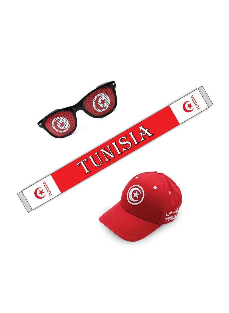 Tunisia Sports Combo Pack - Choose Your Perfect Combo - Cap - Scarf - Flag - Flag Pin - Drawstring Bag - Image 1
