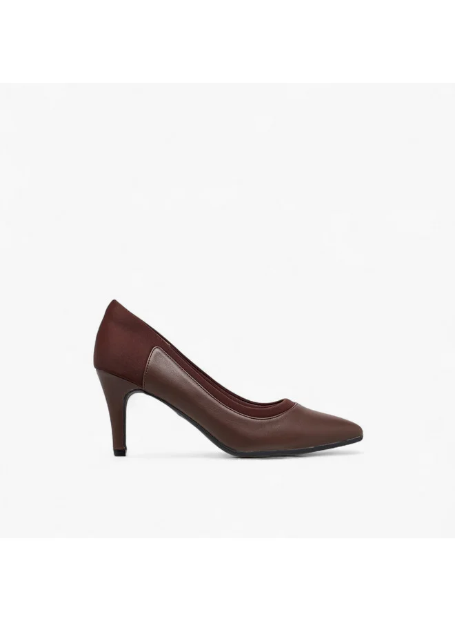 فلورا بيلا من شو إكسبرس Women Panelled Pointed Toe Pumps with Stiletto Heels