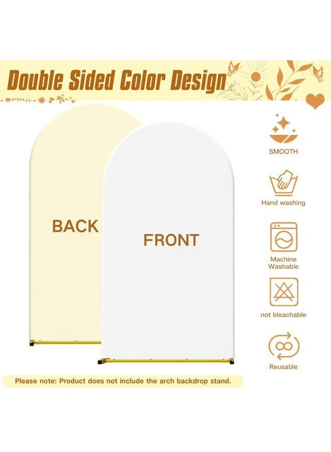 LIFENCE Wedding Arch Stand Covers Stretchy Backdrop(4ft/5/6ft) Set of 3 Double Color Spandex Fitted Arch Covers Round Top Chiara Arch Backdrop Stands Cover for Birthday Party & Banquet Showers(White+Ivory) - Image 4