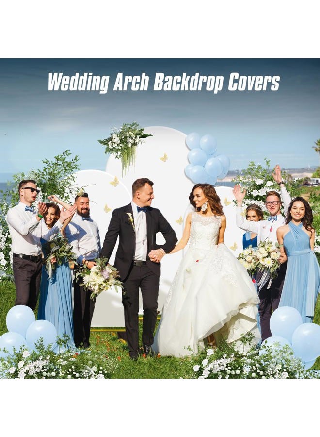 LIFENCE Wedding Arch Stand Covers Stretchy Backdrop(4ft/5/6ft) Set of 3 Double Color Spandex Fitted Arch Covers Round Top Chiara Arch Backdrop Stands Cover for Birthday Party & Banquet Showers(White+Ivory) - Image 2