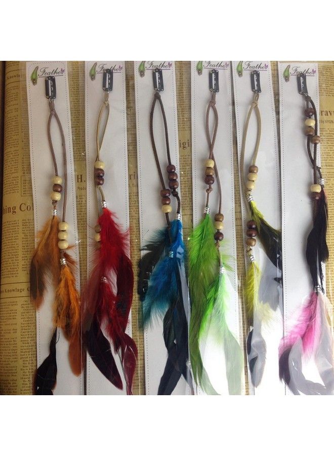 CBLUO 6 Pcs Feather Hair Clips Hippie Indian Boho Barrettes Tassel Bohemian Headpiece Women Hair Pins Hairpins Hairclips Headband Hair Hoops Hairband Hair Bands Cosplay Costume Birthday Party Accessories  - Image 4