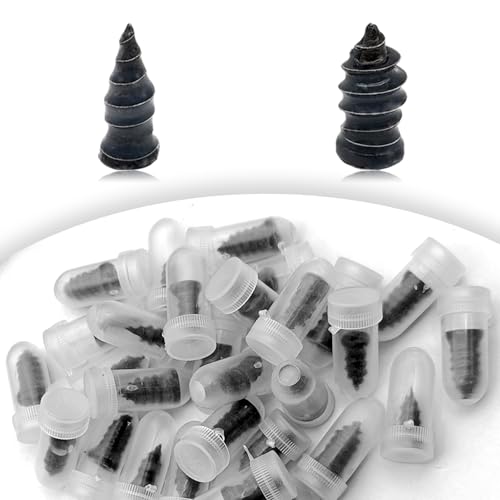LTDCVTR 60Pcs Tire Repair Rubber Nail, Spiral Rubber Nails & Screw Plugs Tire Repair Kit Self-Service Vacuum Tire Puncture Repair Tool for Car, Motorcycle, Truck, Tractor, Jp -Reliable Tire Repair - Image 1