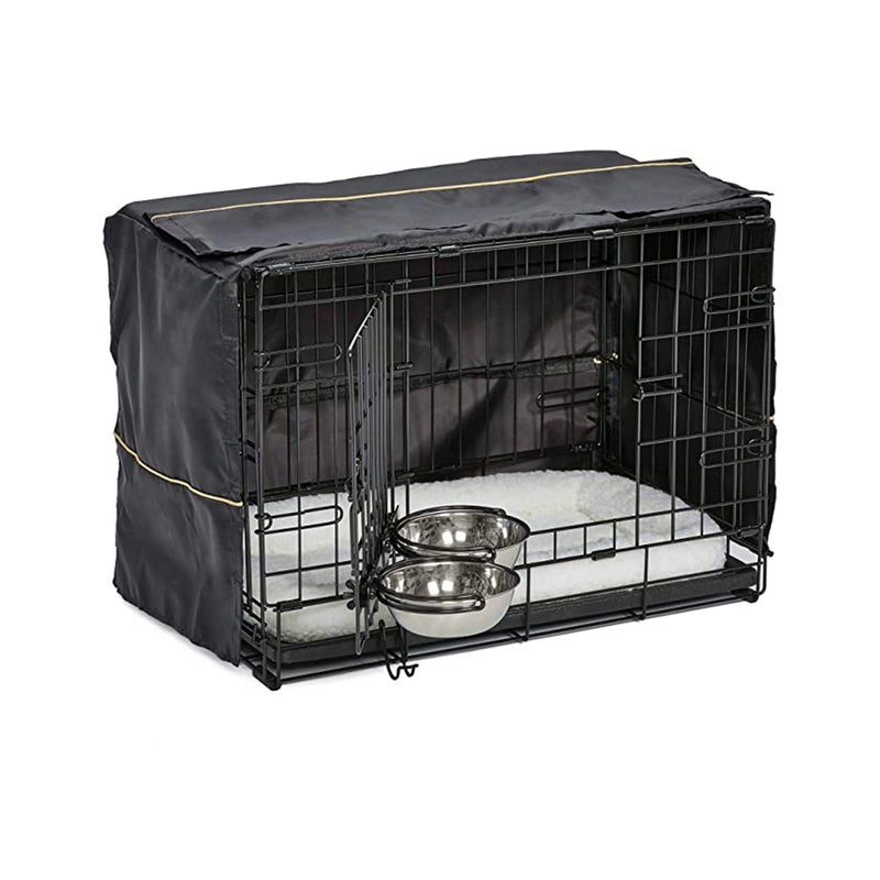 WHIMZEES Midwest iCrate Double Door Dog Cage with Cover, Bed and Bowls - 22 inches - XSmall