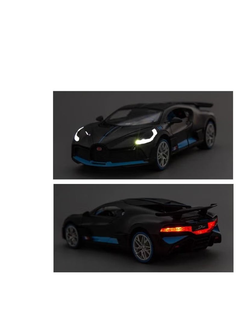 1/32 Bugattii Divo Model Car, Alloy Diecast Pull Back Toy Vehicle with Light and Music, Supercar Toys for Toddlers Kids Children Gift (Dark Gray)  - Image 4