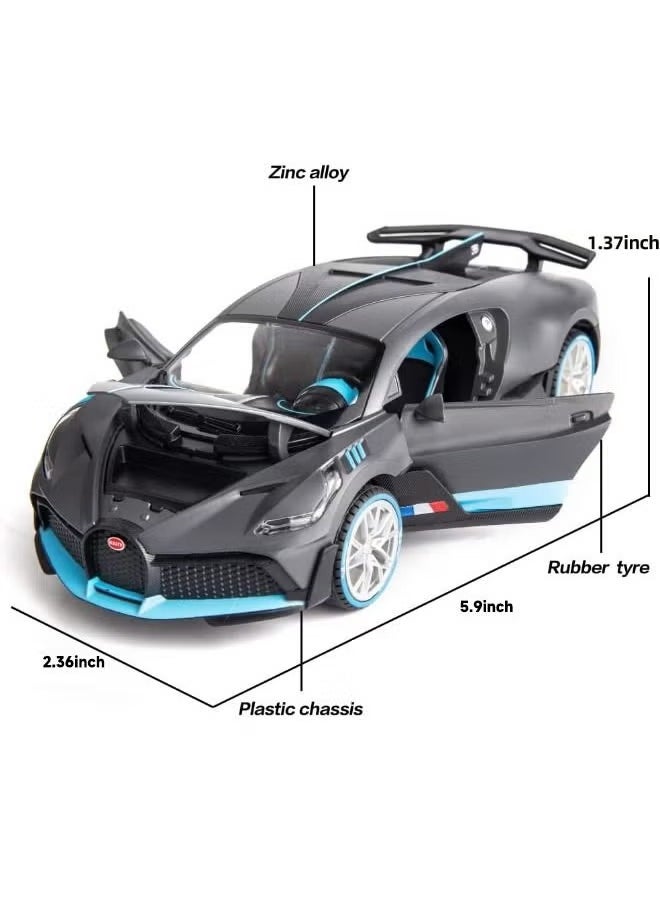 1/32 Bugattii Divo Model Car, Alloy Diecast Pull Back Toy Vehicle with Light and Music, Supercar Toys for Toddlers Kids Children Gift (Dark Gray)  - Image 3