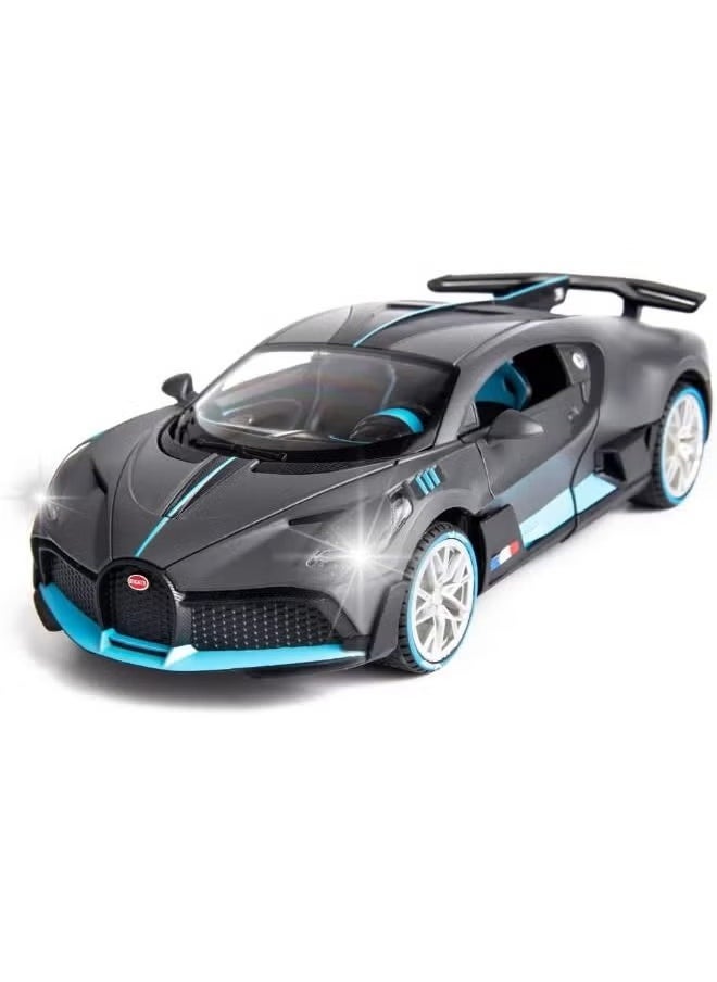 1/32 Bugattii Divo Model Car, Alloy Diecast Pull Back Toy Vehicle with Light and Music, Supercar Toys for Toddlers Kids Children Gift (Dark Gray)  - Image 2