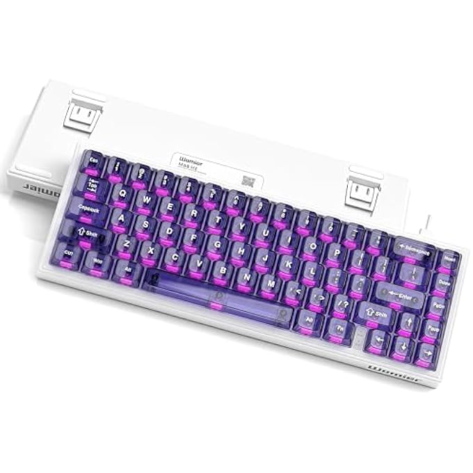 rayihni M68 HE V2 60% WIRED GAMING MAGNETIC KEYBOARD WITH ADJUSTABLE ACTUATION,HALL EFFECT GAMING KEYBOARD RAPID TRIGGER,RGB HOTSWAP CUSTOM MECHANICAL KEYBOARD,PURPLE JELLY KEYCAPS TRASPARENT - Image 1