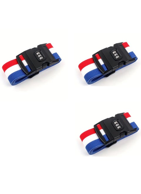 3 safety belts for luggage, luggage protector with a safety lock with secret numbers and easy identification of bags in travel halls, 1.6 meters * 5 cm MULTI COLORS