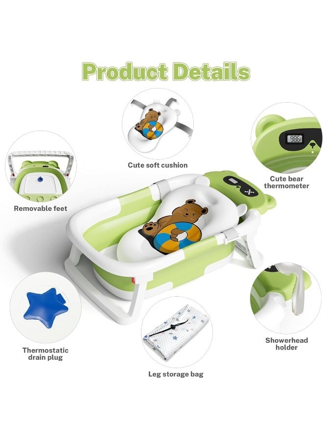 Baby Bathtub, Collapsible Bathtub for Newborn to Toddler, Durable Essential Infant Bath Tub, Portable Travel Baby Bathtub with Soft Cushion, No-Slip Hanging and Detachable Bathtub - Image 2