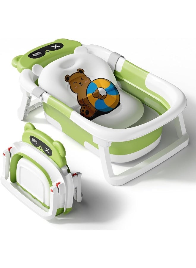 Baby Bathtub, Collapsible Bathtub for Newborn to Toddler, Durable Essential Infant Bath Tub, Portable Travel Baby Bathtub with Soft Cushion, No-Slip Hanging and Detachable Bathtub - Image 1