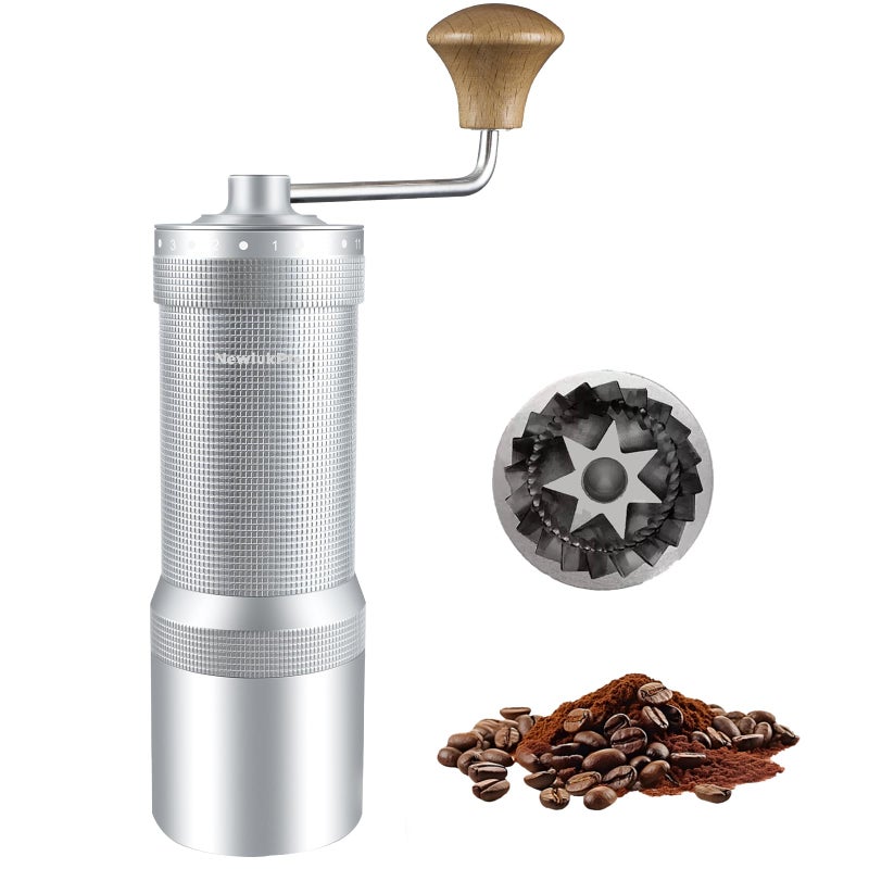 NewlukPro M7 Manual Coffee Grinder Capacity 35g Seven Segment Burr Sharpening 48 External Grind Settings for Manual Coffee Mill Poured Over French Espresso