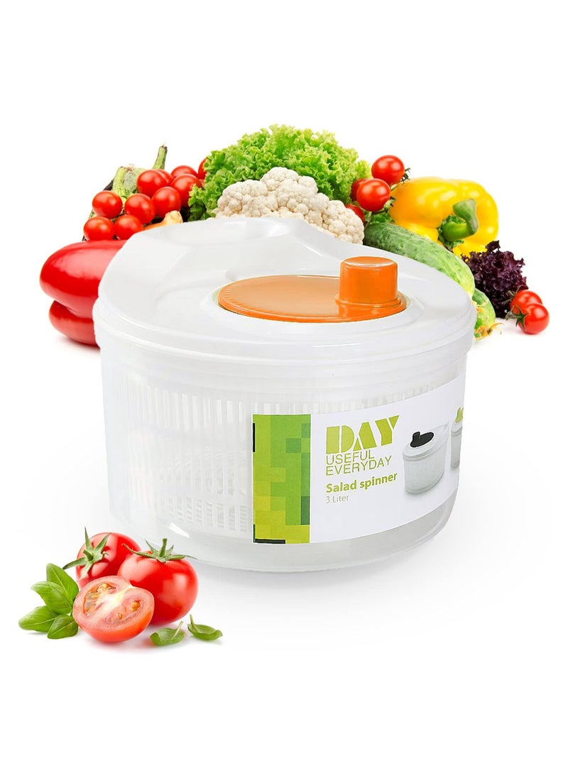 MileMelo - Salad Spinner Lettuce Spinner for Home Kitchen Washing and Draining Basket Large Capacity Essential Kitchen Gadgets for the Home (White and Orange, OneSize) - Image 1