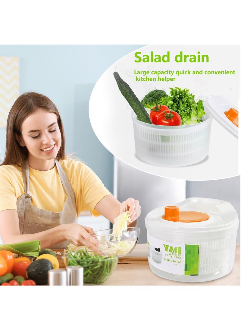 MileMelo - Salad Spinner Lettuce Spinner for Home Kitchen Washing and Draining Basket Large Capacity Essential Kitchen Gadgets for the Home (White and Orange, OneSize) - Image 1
