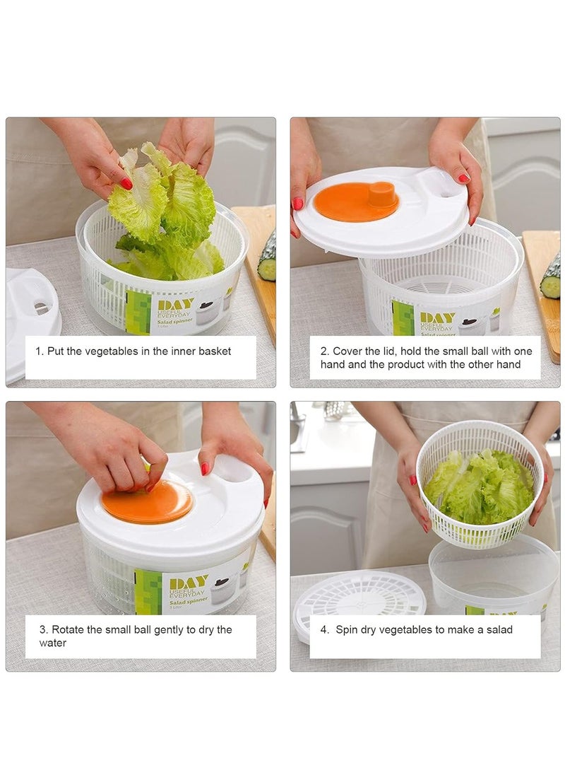 MileMelo - Salad Spinner Lettuce Spinner for Home Kitchen Washing and Draining Basket Large Capacity Essential Kitchen Gadgets for the Home (White and Orange, OneSize) - Image 1