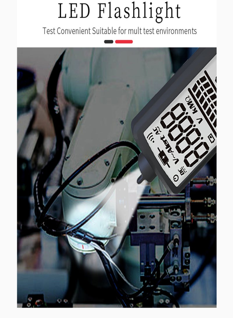 بي سايد جهاز قياس متعدد ذكي ثنائي الوضع ومتعدد النطاقات من BSIDE، مزود بشاشة LCD رقمية، ومقياس جهد تيار مستمر/تيار متردد، وجهاز اختبار مقاومة التردد، ومقياس الفولتميتر مع مصباح يدوي لاختبار الاستمرارية، وجهاز تنبيه V~اختبار الأسلاك الحية - Image 2