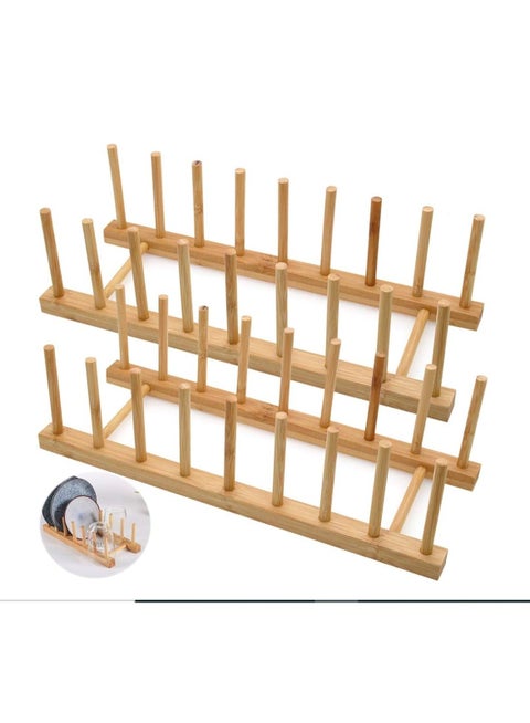 (2 pieces) Wooden utensil rack, dish drying and storage organizer, cup organizer, pitcher rack, multi-purpose cutlery holder, large capacity, kitchen sink strainer organizer, kitchen organizers, dish drainer, book organizer, multi-purpose wooden organizer